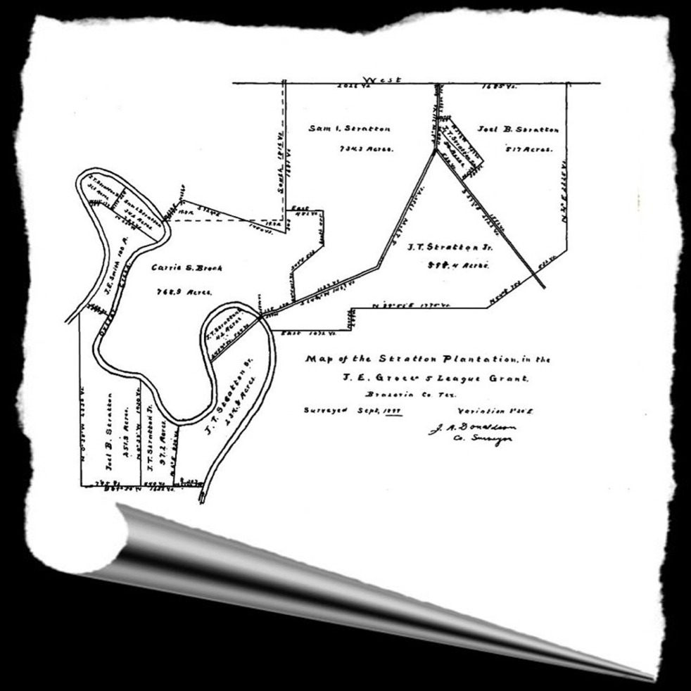 1899 map of the Stratton Plantation on Oyster Creek